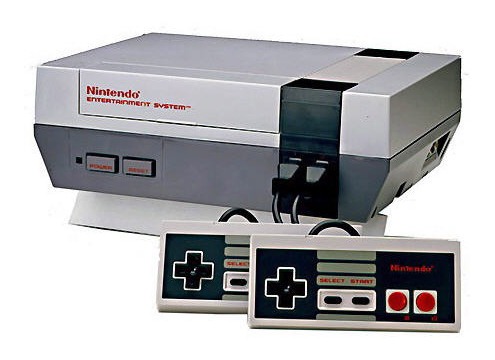 Nintendo Entertainment System (NES) with controllers