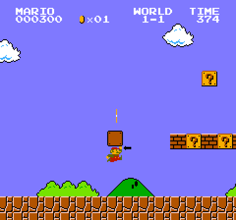 mario doesn't hit blocks with his head, but with his fist