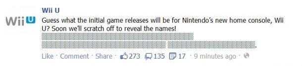 Wii U game reveal FB status
