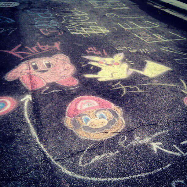 Mario-Kirby-Pikachu street art